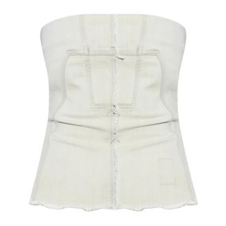 Rick Owens Sleeveless Tops, female, White, Size: S Temple Bustier Top