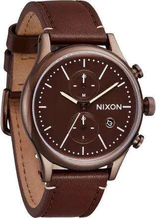 Nixon Station Chronograph Leather Strap Watch, 41mm in Chocolate /Cappuccino /Brown at Nordstrom