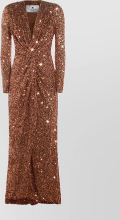 Elisabetta Franchi sequin v-neck long-sleeve maxi dress
