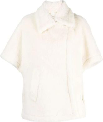 Max Mara Alpaca Wolmix Fleece Jas - Dames - Ponchos - Wit - ONE Size - Wol - Jassen