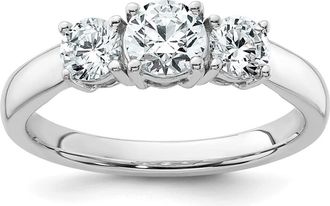 Diamond2Deal 14k Gold Lab Grown Diamond 3-Stone Wedding Band Ring 1Ct Clarity- VS Color- D-E