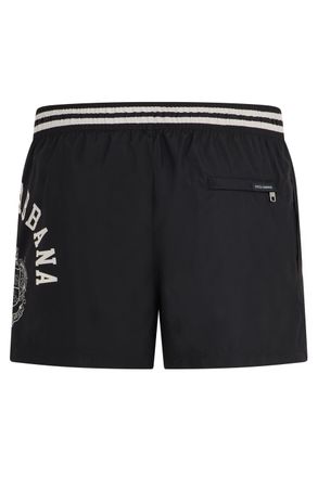 Dolce & Gabbana Logo-Embroidered Polyamide Swim Shorts - Black