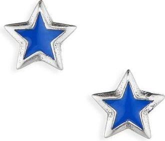 TwoJeys Enamel Star Stud Earrings in Silver at Nordstrom