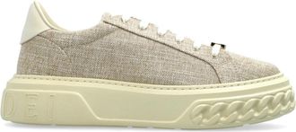 Casadei Sneakers met Lurex Draad - Dames - Sneakers - Beige - 39 1/2 EU - Leer - Schoenen