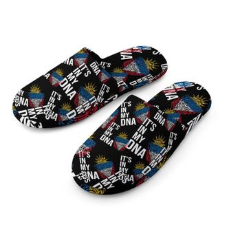 Generic Its In My DNA An1tigua And Barbuda Flag Mens Cozy Memory Foam Slippers Warm Cotton House Shoes Comfy Slipper for Indoor Outdoor