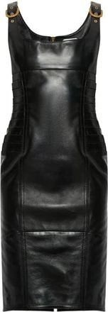 Versace Nappa Midi Jurk - Dames - Casual kleedjes - Zwart - S - Leer - Kleedjes