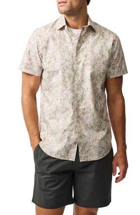 Rodd & Gunn Forsyth Island Short Sleeve Button-Up Shirt in Jungle at Nordstrom Rack, Size Xx-Large