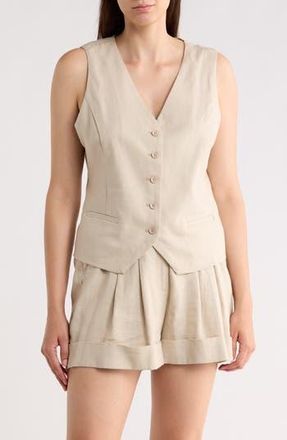 DKNY Linen Blend Vest in Pebble at Nordstrom Rack, Size Xx-Small