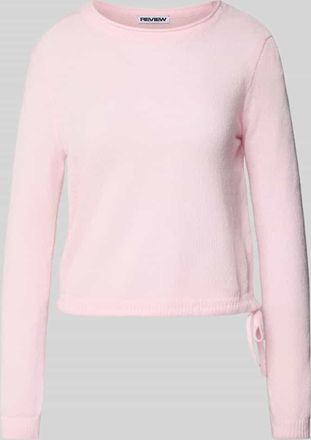 Review Rundhals Pullover mit Tunnelzug in Rose, Größe XL