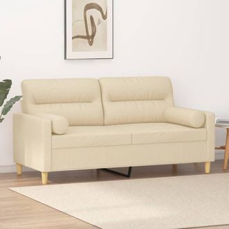 vidaXL Sof&aacute; De 2 Plazas Con Cojines Tela Color Crema 140 Cm Vidaxl