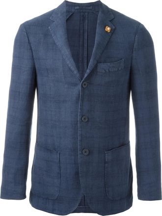 Lardini soft check blazer - Blu