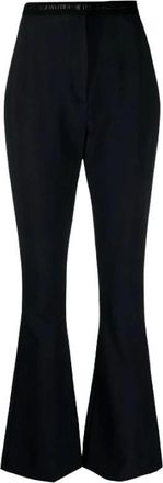 Versace Jeans Couture Hoge Taille Uitlopende Zwarte Broek - Dames - Wijde Broeken - Zwart - 2XS - Polyester - Broeken