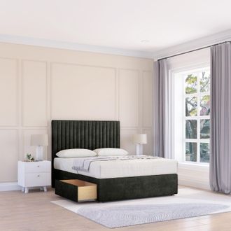 Sloomy Manhattan Dumfries Bed Set With No Drawers Mattress & 54 Headboard in Black | Size: Single