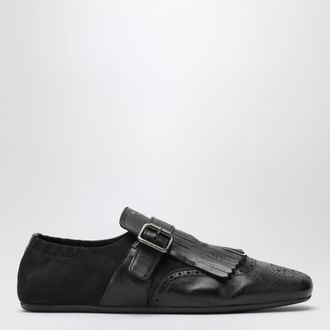Prada Black leather Shuffle buckle shoes