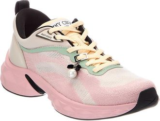 Jimmy Choo London Diamond Run F Leather-Trim Sneaker