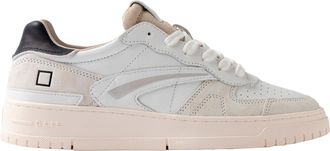 D.A.T.E. White/Blue Torneo Pure Calf Leather Low-Top Sneakers