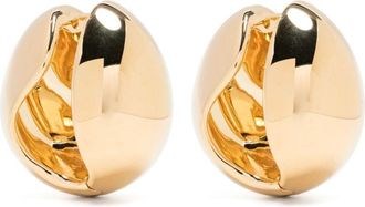 Coperni logo huggie-hoop earrings - women - Brass - One Size - Gold