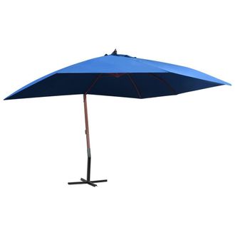 Berkfield Home Hanging Parasol with Wooden Pole 400x300 cm Blue