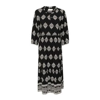 Cream CRTiah Flounce Dress - Dames - Jurken - Zwart - Maat: 2XL