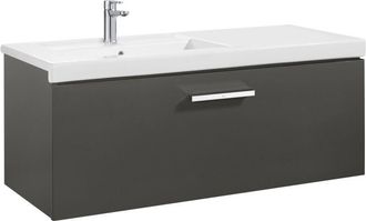 Roca Roca - Unik mueble con un cajón + lavabo prisma Color: Blanco brillo - Medidas: 800x460x450 mm - Posición del lavabo: Central