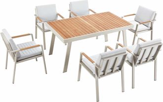 Higold Outdoor Design Dining-Set Nofi 6+1 - Light Taupe/Weiss