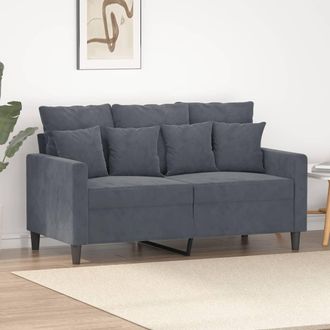 vidaXL Sof&aacute; De 2 Plazas De Terciopelo Gris Oscuro 120 Cm Vidaxl