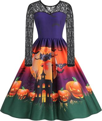 Generic Halloween Costume Witch Adult Costumes Plus Size Long Sleeve Funny Fancy Dress 3D Bridal Womens Dresses for Women Outfit Bloody Corset