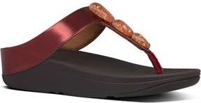 FitFlop Fino Metallic Stone Wedge Flip Flop in Dark Red at Nordstrom Rack, Size 7.5