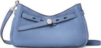 Tory Burch Romy Zip Top Leather Crossbody Bag in Soft Blue at Nordstrom