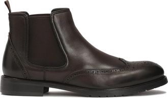 Kazar Bruine leren pantoffels met rozetversiering - Heren - Chelseaboots - Bruin - 44 EU - Leer - Schoenen