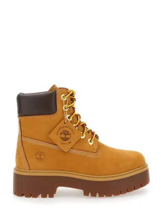 Timberland Nubuck Leather Lace-Up Ankle Boot - Beige