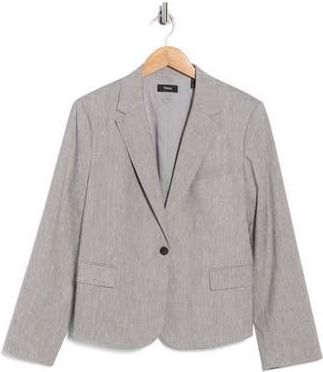 Theory Shrunken Linen Blend Blazer in Grey Melange at Nordstrom Rack, Size 14