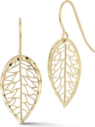 Ember Fine Jewelry 14K Gold Open Leaf Drop Earrings