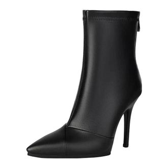 Generic Womens Sexy Party Ankle Boots Pointed Toe Super High Stiletto Heel With Back Zipper Closure Dressy Short Booties