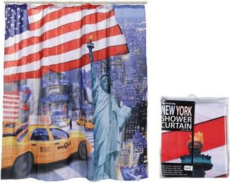 Trade Shop Trade Shop - Nueva York Bandiera Venta De Bagno Tendina Con Ganci 180x180 Cm