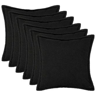 vidaXL Funda De Almohada 6 Pcs Houten Negro 30 X 30 Cm Boucl&eacute; Vidaxl