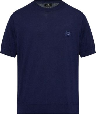 Etro T-shirt con ricamo Pegaso - Blu