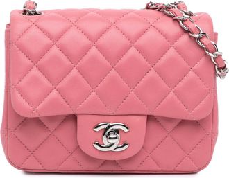 Chanel Pre-owned Womens Mini Classic Flap Bag Pink Lambskin Leather - One Size
