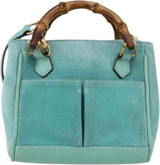 Gucci Pre-owned Handbags, female, Blue, Size: ONE SIZE Pre-owned Suede Handbag