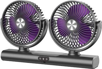 No Brand Ventilador De Escritorio De Doble Cabezal Con Luz Led, Circulador De Aire, Oscilaci&oacute;n Autom&aacute;tica, 2 En 1 (pared/escritorio), Carga Usb, Ultra Silencio