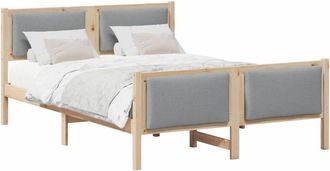 vidaXL Estructura De Cama Con Cabecera Gris Claro 135 X 190 Cm Tela Vidaxl