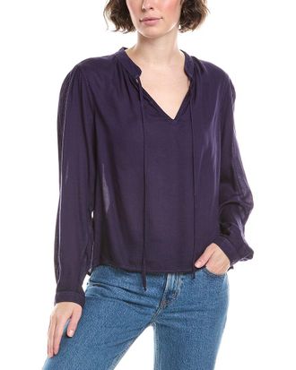 Bella Dahl Flowy Tie Neck Blouse