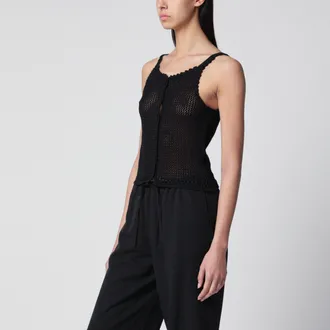 Dunst Black linen and cotton tank top