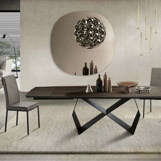 Capodarte Capodarte - Tavolo allungabile 300 cm con base metallo Nero e piano Rovere Termico wall