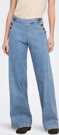 Only High-waist-Jeans ONLY ONLMADISON HW BUTTON WIDE DNM GEN223NOOS, Damen, Gr. 26, L&auml;nge 34, light blau denim, Denim/Jeans, Obermaterial: 90% Baumwolle, 8