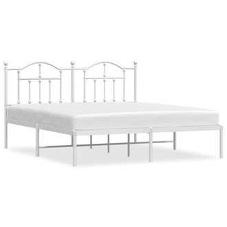 Berkfield Home Metal Bed Frame with Headboard White 183x213 cm