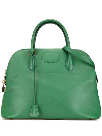 Herm&egrave;s 1994 Courchevel Bolide 35 satchel - women - Leather - One Size - Green