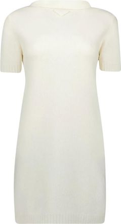 Prada Elegante Wollen Jurk Lente-Zomer 2025 - Dames - Kleedjes - Wit - XS - Wol - Kleedjes