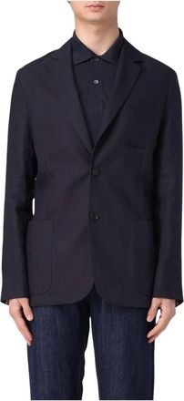 Paul Smith Blazer Azul con Bolsillos de Parche - Jackets - Hombre - Azul - M