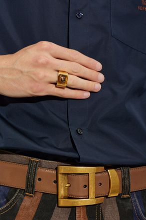 Versace Signet Ring With Medusa Head, Mens, Gold